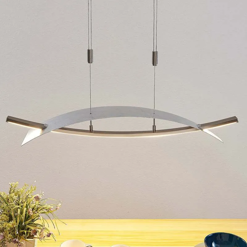 B-Ware Lucande Hängeleuchte Marija LED Pendelleuchte dimmbar silber 91cm modern elegant