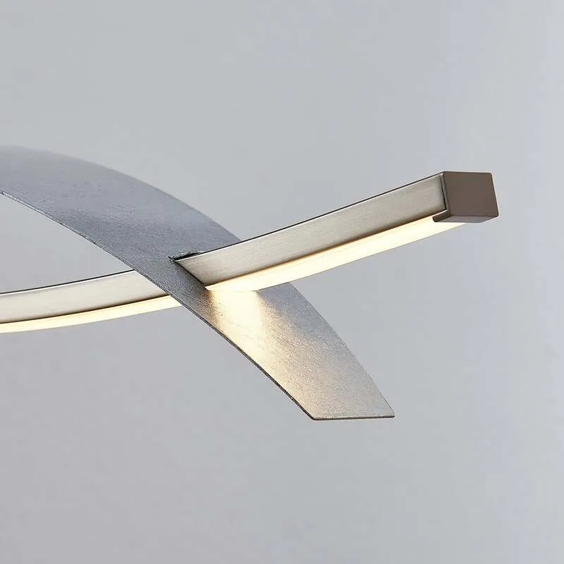 B-Ware Lucande Hängeleuchte Marija LED Pendelleuchte dimmbar silber 91cm modern elegant