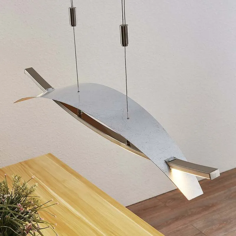 B-Ware Lucande Hängeleuchte Marija LED Pendelleuchte dimmbar silber 91cm modern elegant