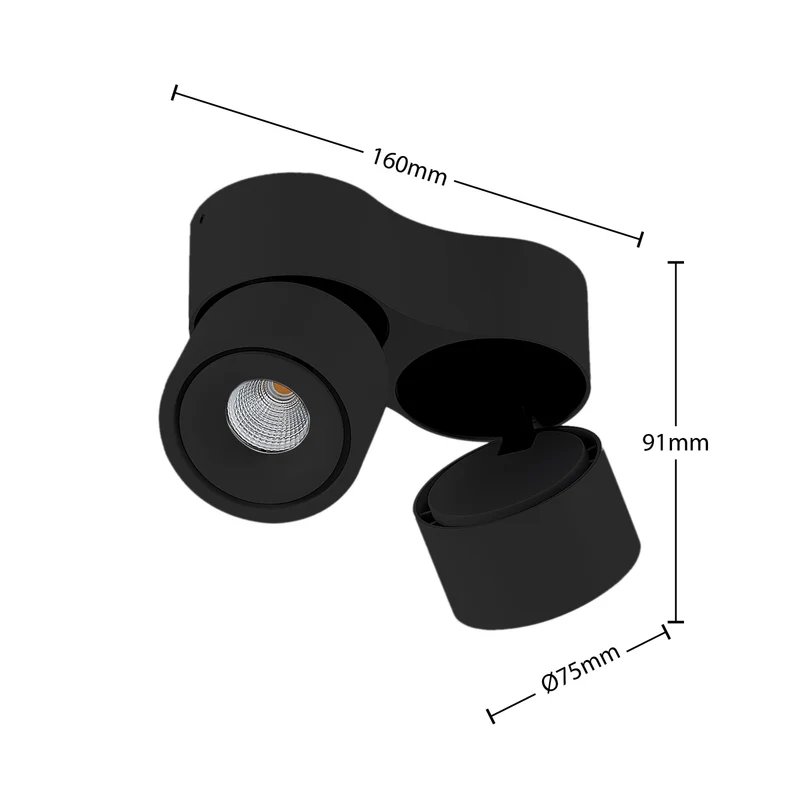 B-Ware Arcchio Deckenstrahler Rotari LED dimmbar 2-flg schwarz Aluminium 1960lm 3000K