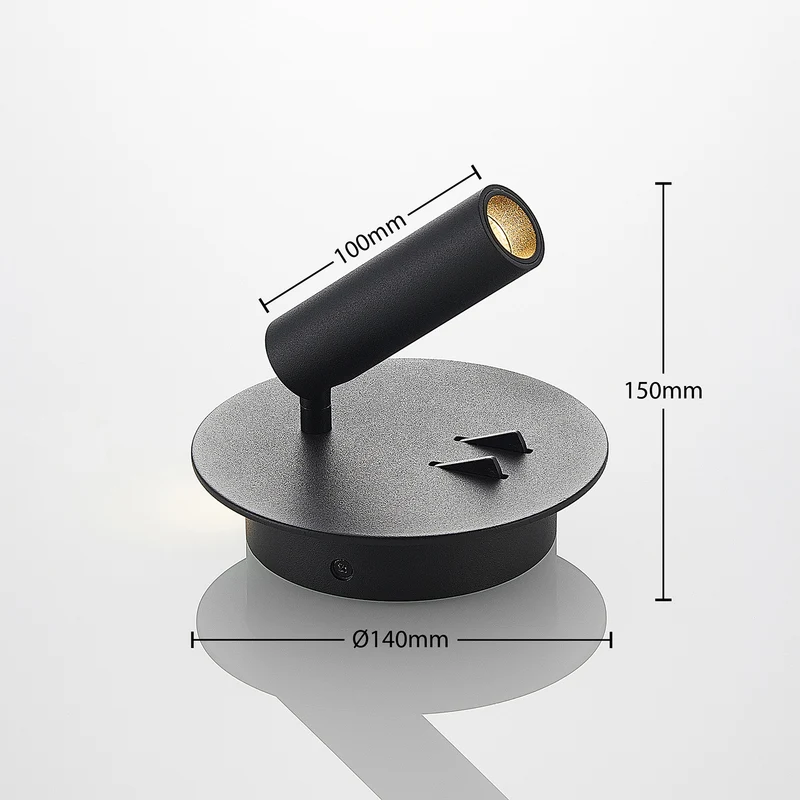 B-Ware Lucande Wandleuchte Magya LED Wandlampe Strahler dimmbar schwarz Ø14cm 600Lumen