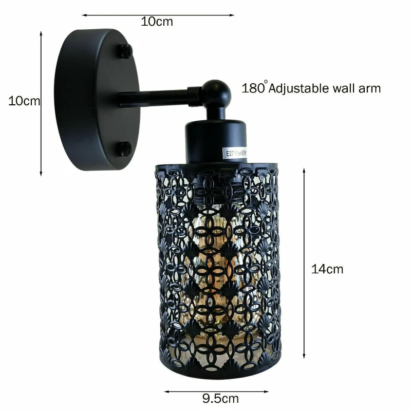 Stylische Wandlampe Vintage DrahtKäfig E27 Fassung~1558