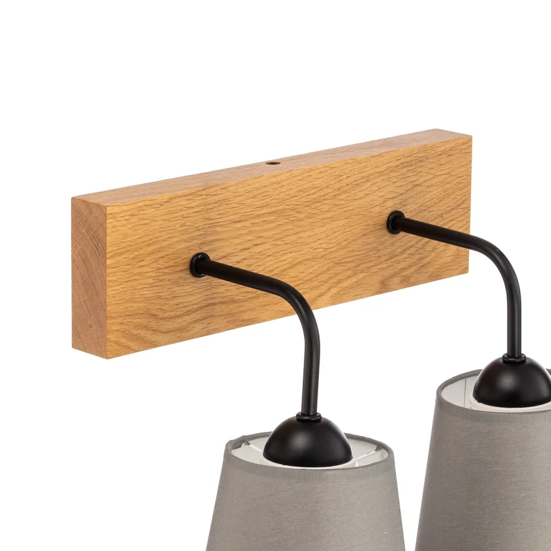 B-Ware Envostar Wandleuchte grau Risco 2-flg. Stoffschirm dimmbar E27 Holz 33x30cm