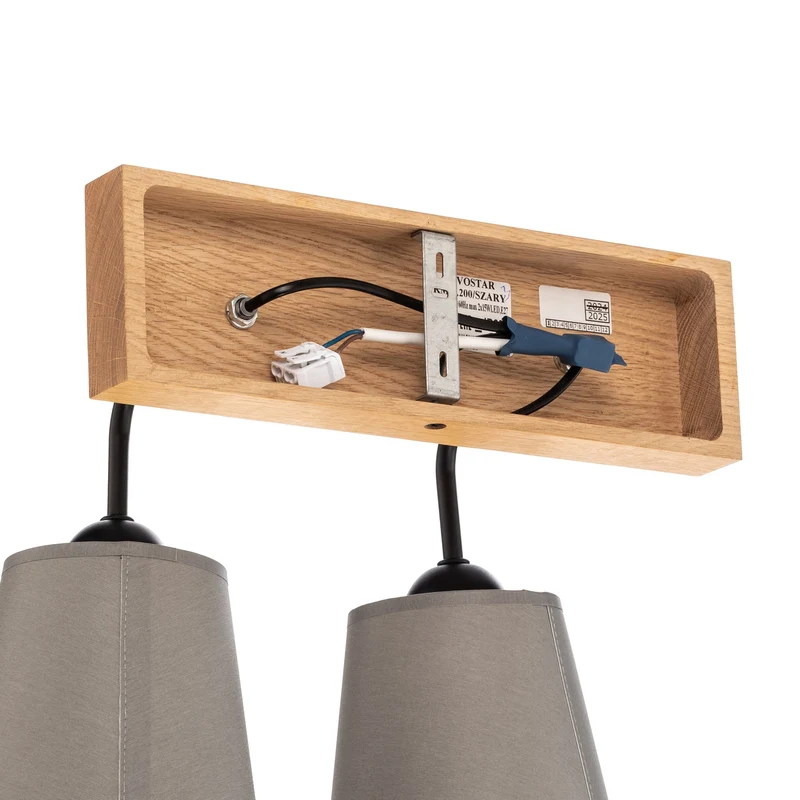 B-Ware Envostar Wandleuchte grau Risco 2-flg. Stoffschirm dimmbar E27 Holz 33x30cm