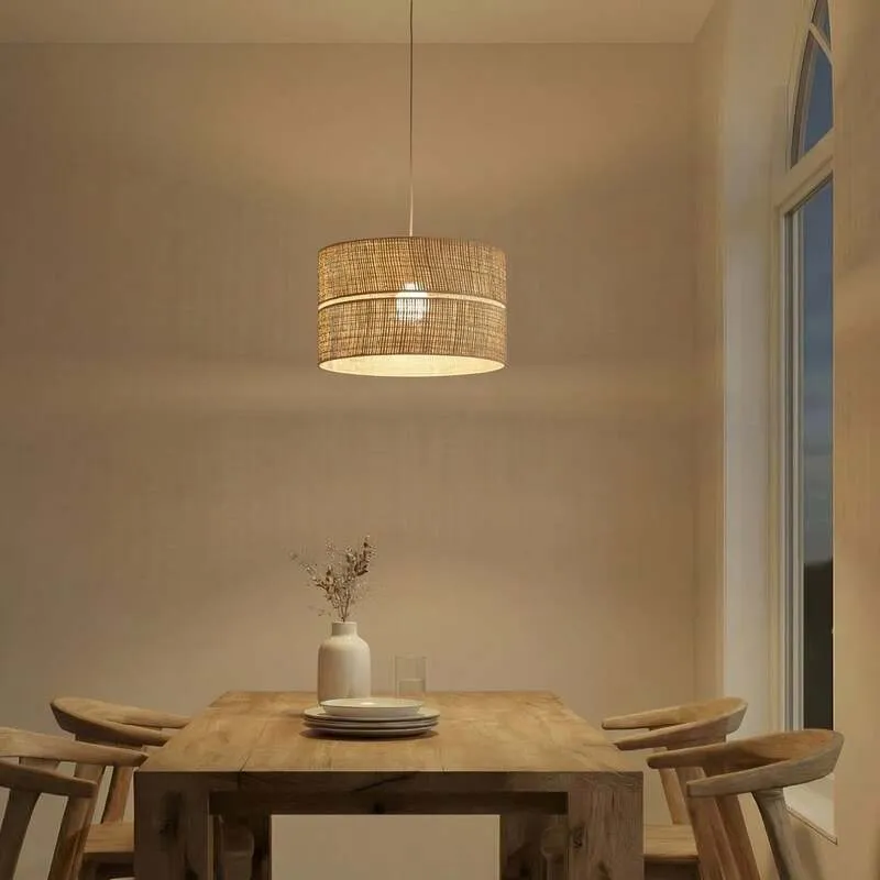 B-Ware TK Lighting Hängeleuchte Calma 1-flammig LED Pendelleuchte dimmbar Bast Leuchte