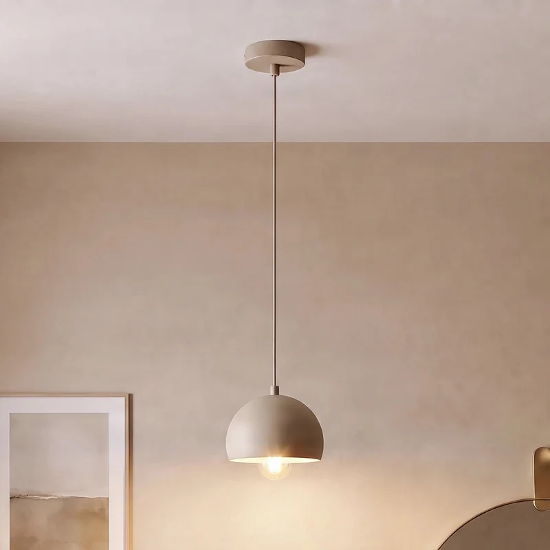 B-Ware Hängeleuchte Sool LED Pendelleuchte dimmbar beige matt Stahl Ø15cm 1-flammig