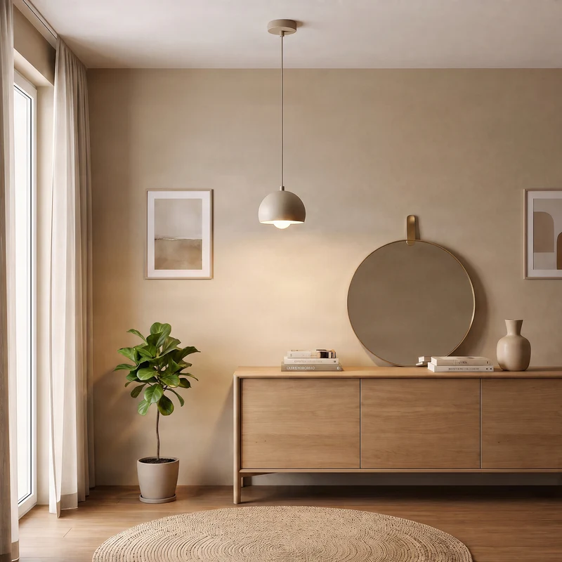 B-Ware Hängeleuchte Sool LED Pendelleuchte dimmbar beige matt Stahl Ø15cm 1-flammig