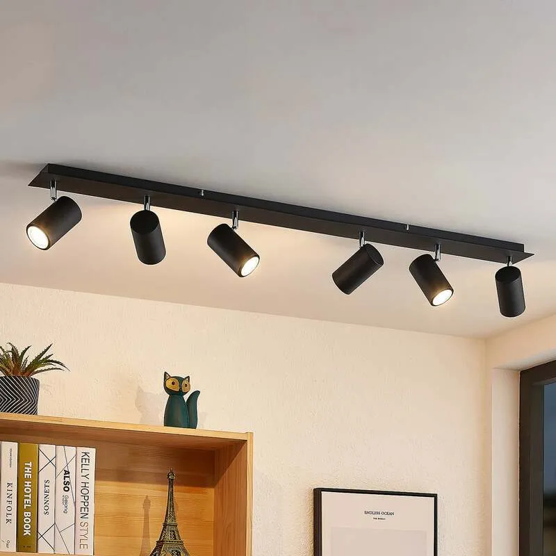 B-Ware Lindby Deckenstrahler Joffrey LED Strahler 6-flg dimmbar schwarz 116cm IP20