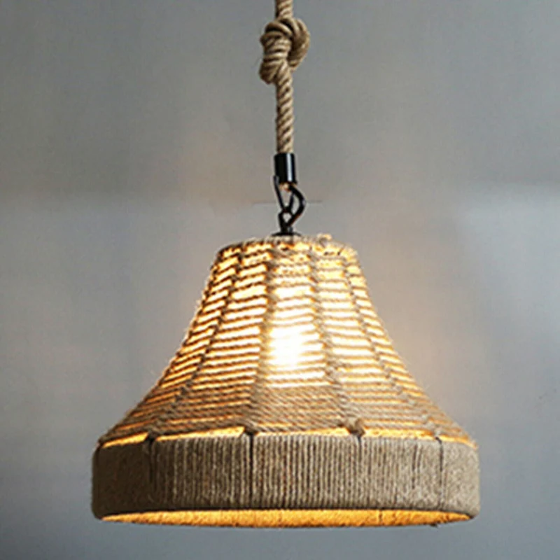 Retro Hanfseil Schwarz Pendelleuchte & Hängelampe~1697