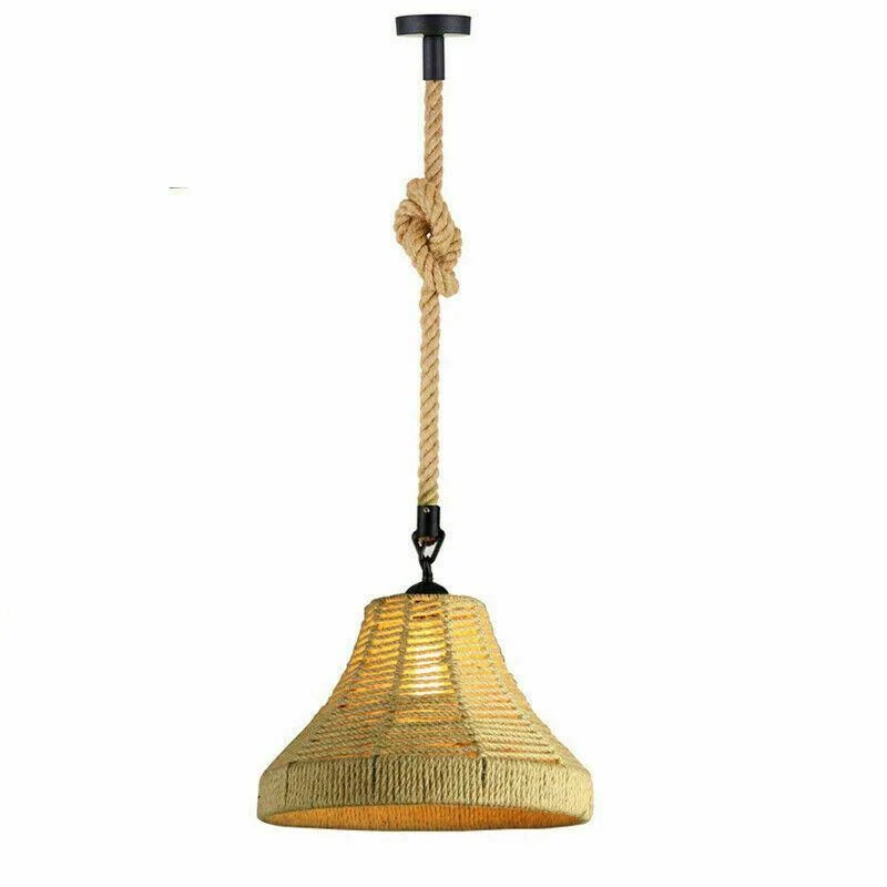Retro Hanfseil Schwarz Pendelleuchte & Hängelampe~1697