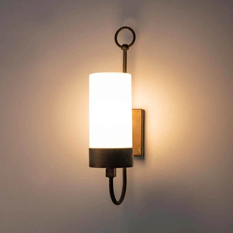 B-Ware Moretti Luce Außenwandleuchte Silindar 3355 Gartenlampe dimmbar messing opal