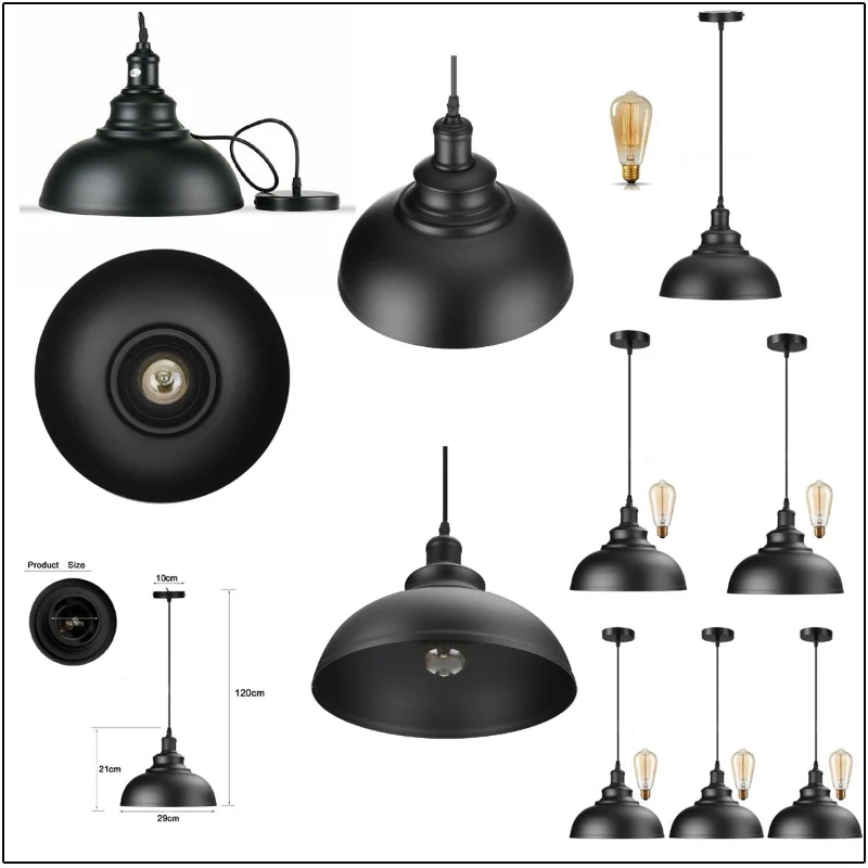 Industrielle schwarze Pendelleuchte im Vintage-Design ~1550