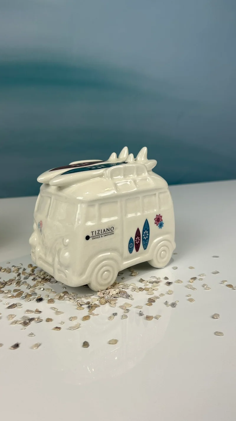 Deko Bus Forano mit Surfbrett creme-weiß mit Decal
