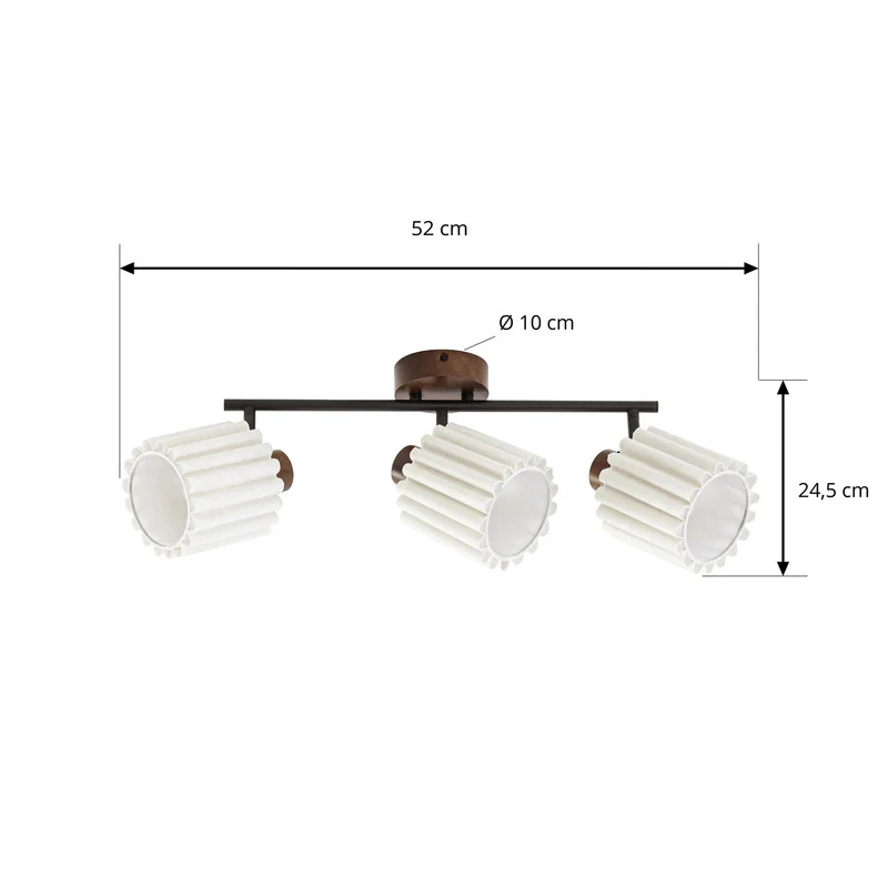 B-Ware Lindby Deckenstrahler Shiloh LED 3-flammig Strahler Lampe Walnussholz beige