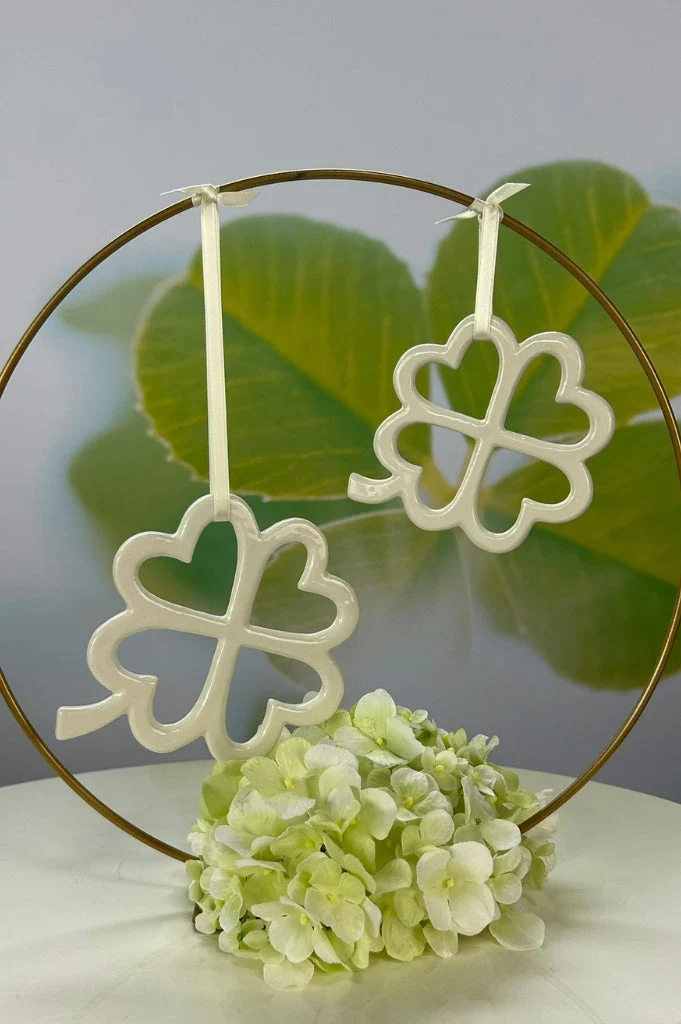 Hänger Glücksblatt Tartano creme-weiß