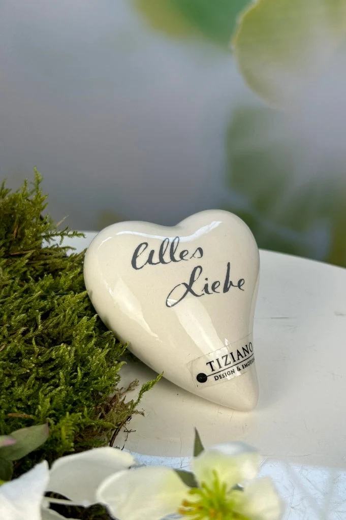 Dekoherz Amore 8cm mit Botschaft creme-weiß