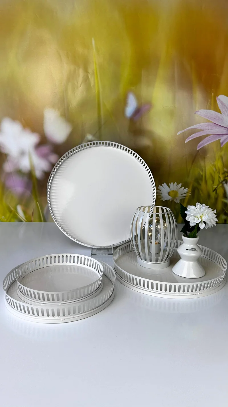 Metallschale Canneto rund creme-weiß