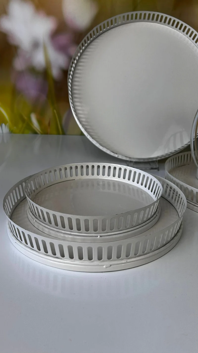 Metallschale Canneto rund creme-weiß