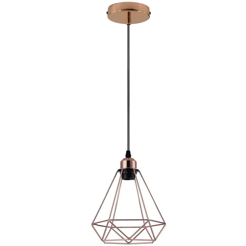 Industrielle Vintage Loft Rose Gold ohne Glühbirne Diamantform Kronleuchter Deckenpendelleuchte Lampe~1650