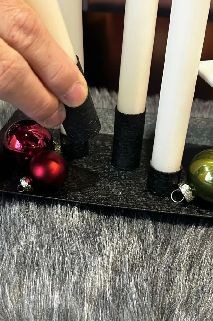 Magnetteller schwarz eckig mit Kerzentüllen