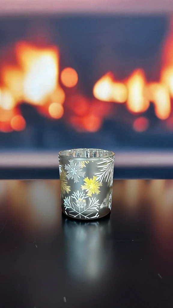 Windlicht Eiskristall creme