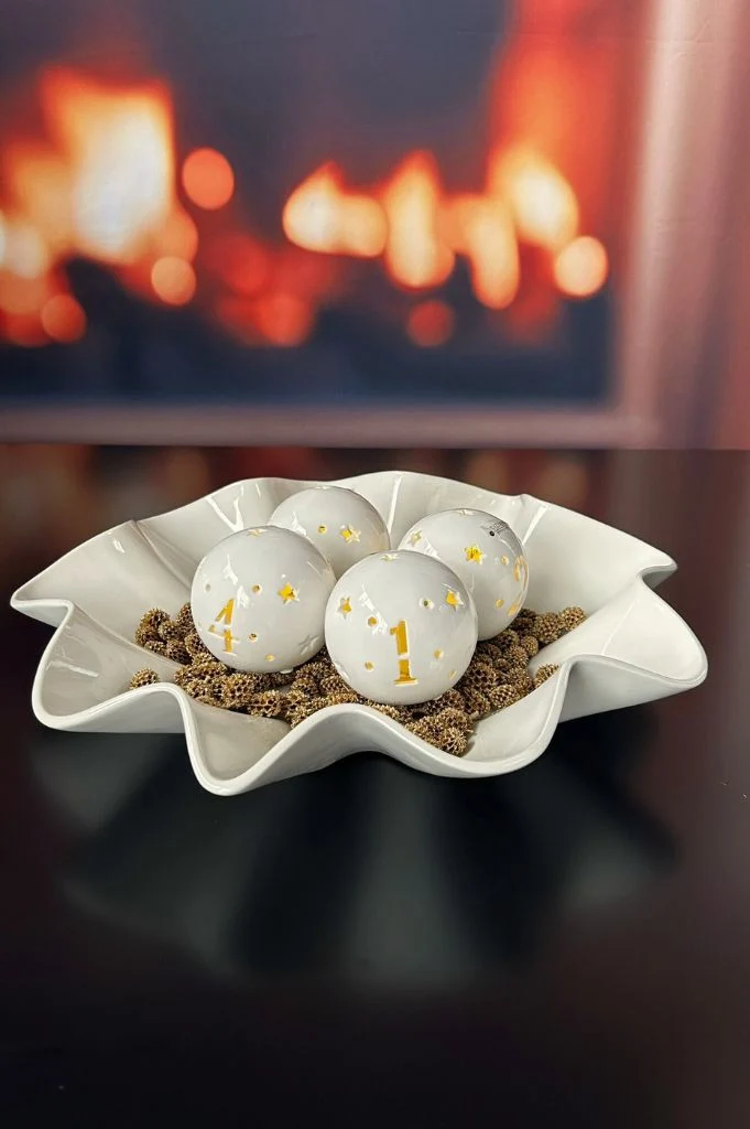 Schale Salino creme-weiß für Adventskugeln