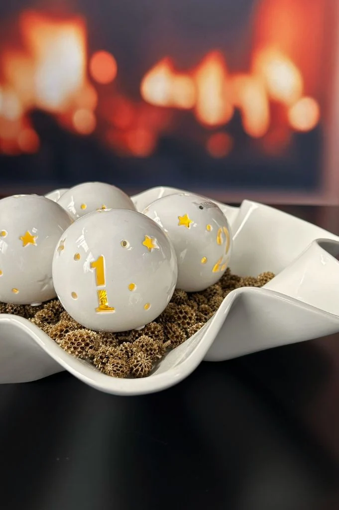 Schale Salino creme-weiß für Adventskugeln