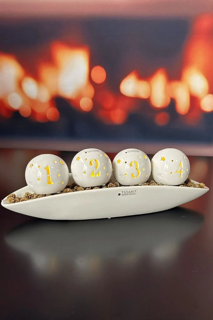 Schale Mavina creme-weiß für Adventskugeln