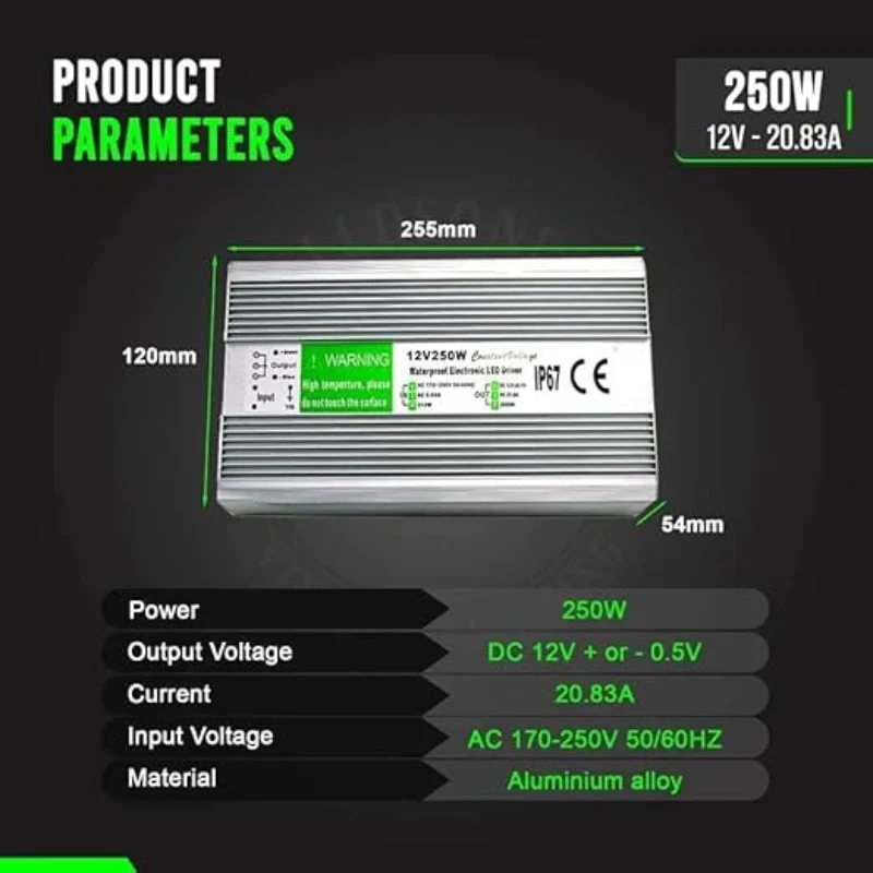 LED trafo 12v IP67 wasserdicht Netzteil 10W - 350W ~1545