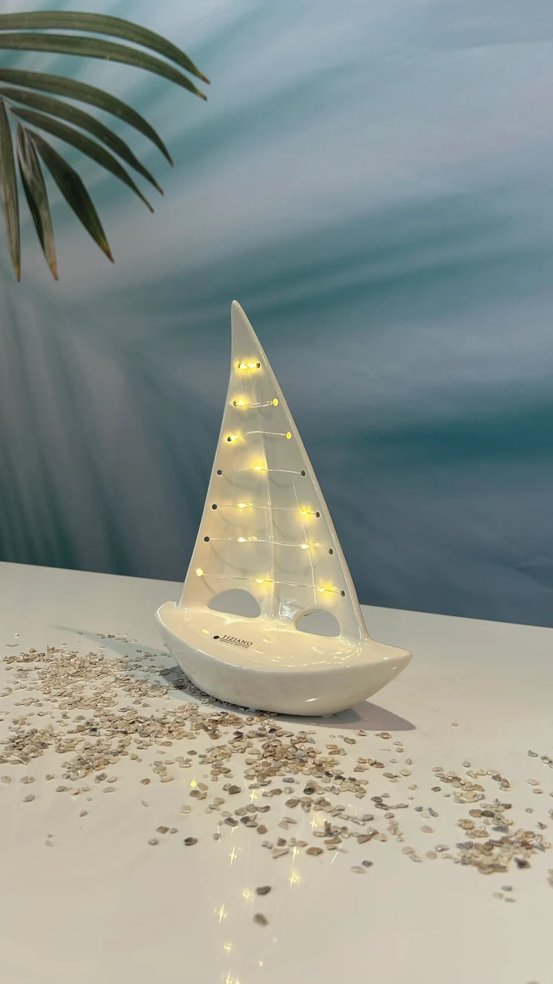 Deko Boot Andiamo LED weiß-creme