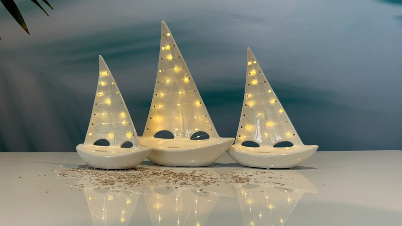 Deko Boot Andiamo LED weiß-creme
