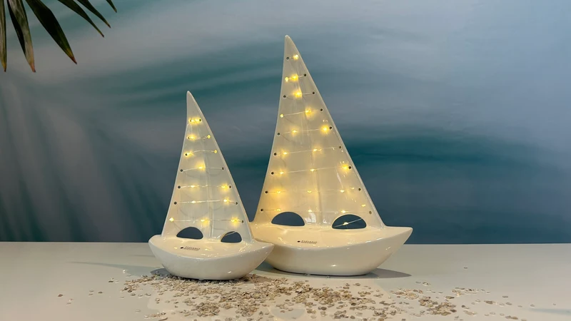 Deko Boot Andiamo LED weiß-creme