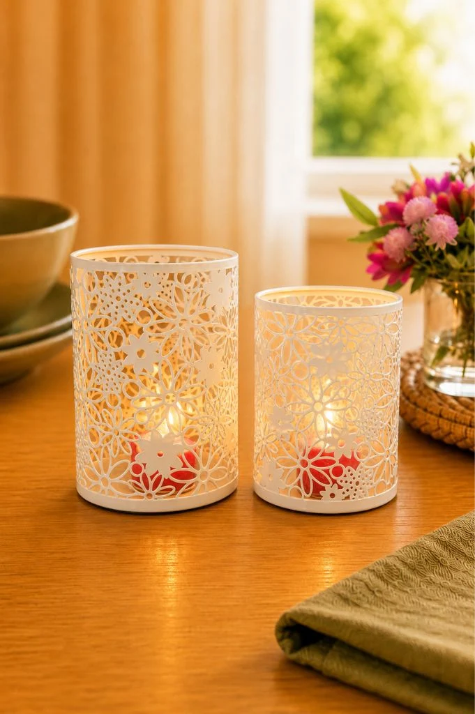 Metalllicht Fiori creme-weiß