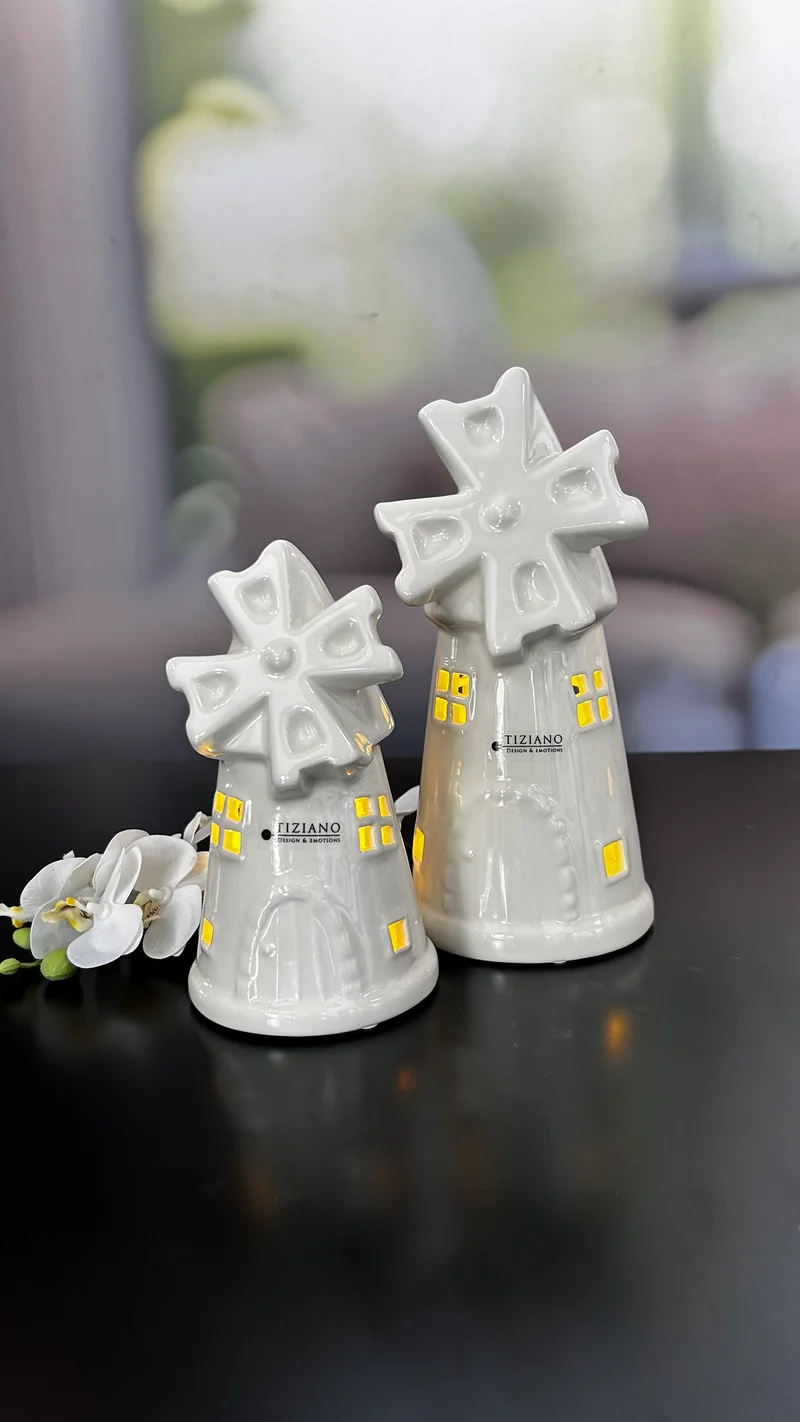 Windmühle Resina LED creme-weiß