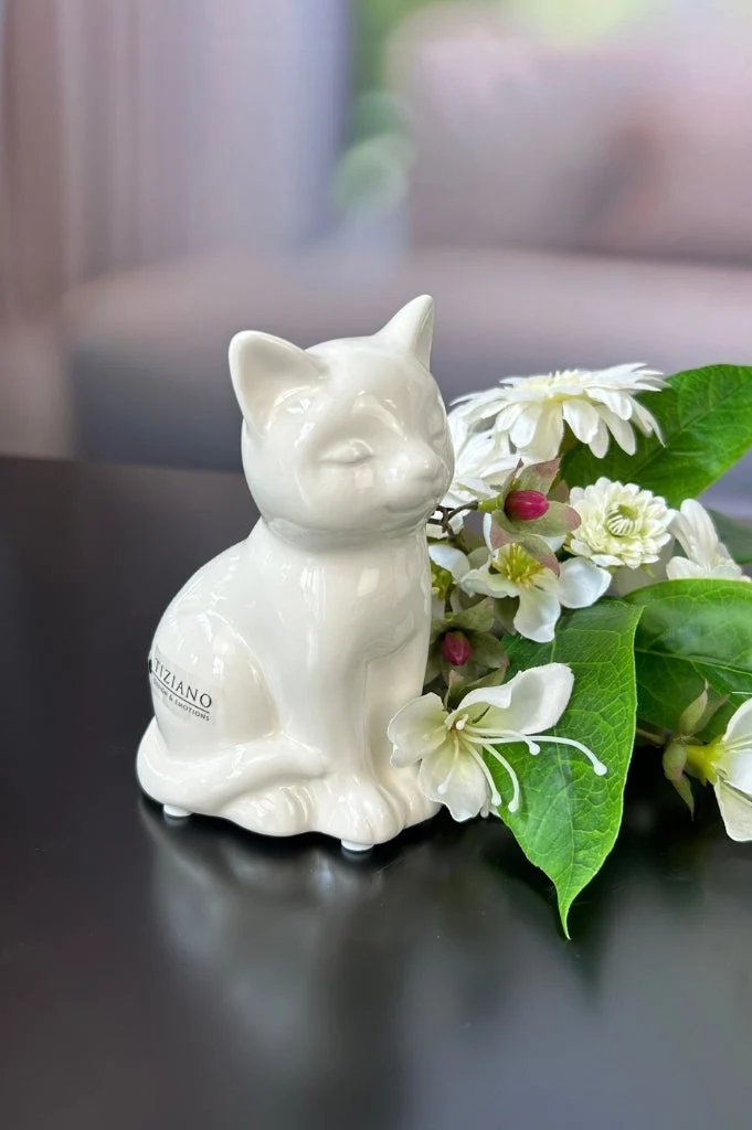 Deko Katze Bella sitzend creme-weiß