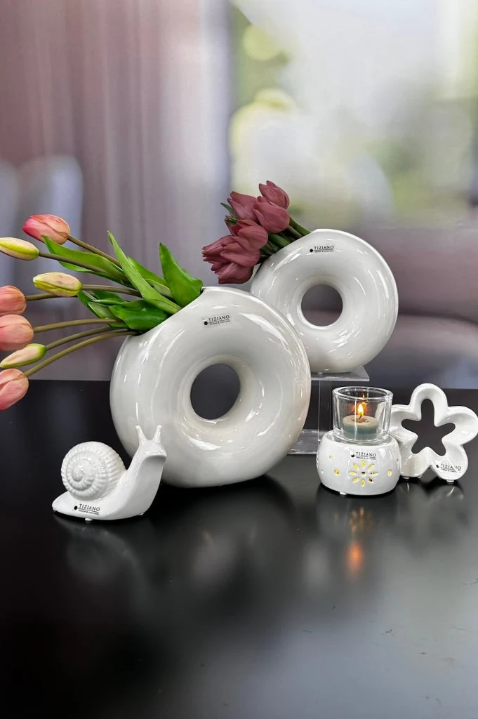 Vase Donato creme-weiß