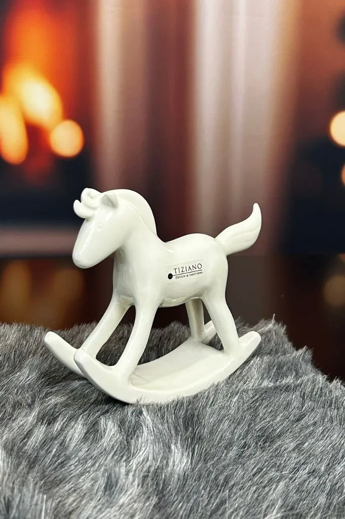 Schaukelpferd Snowflake creme-weiß