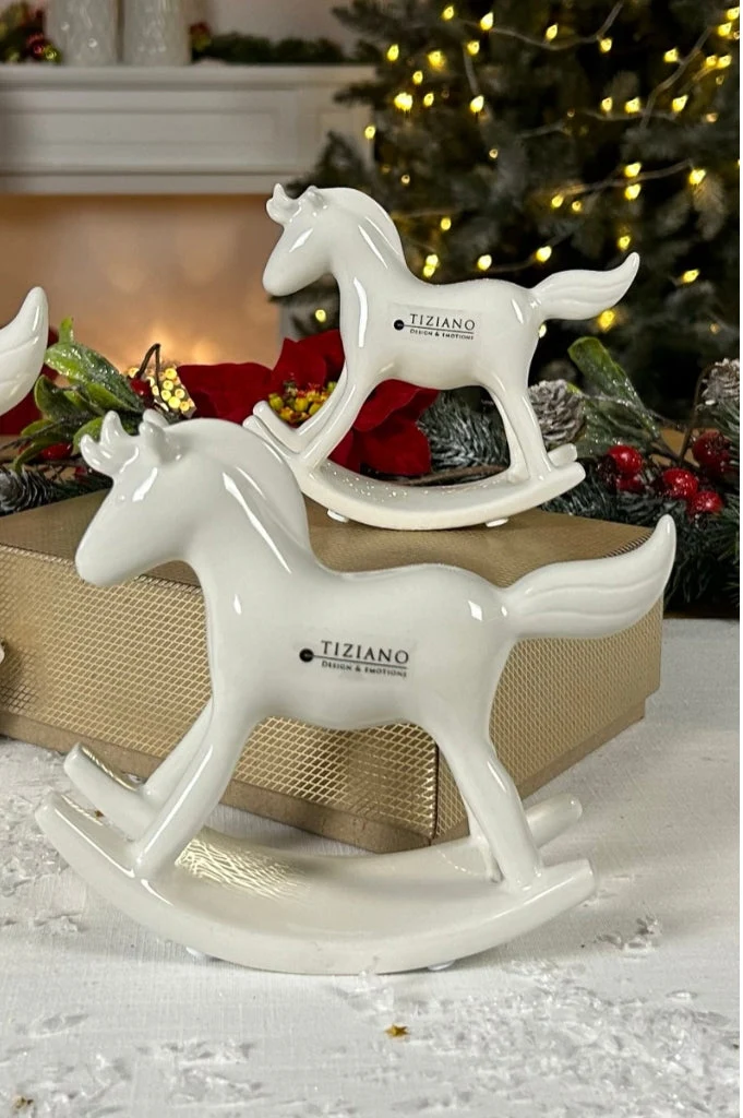 Schaukelpferd Snowflake creme-weiß