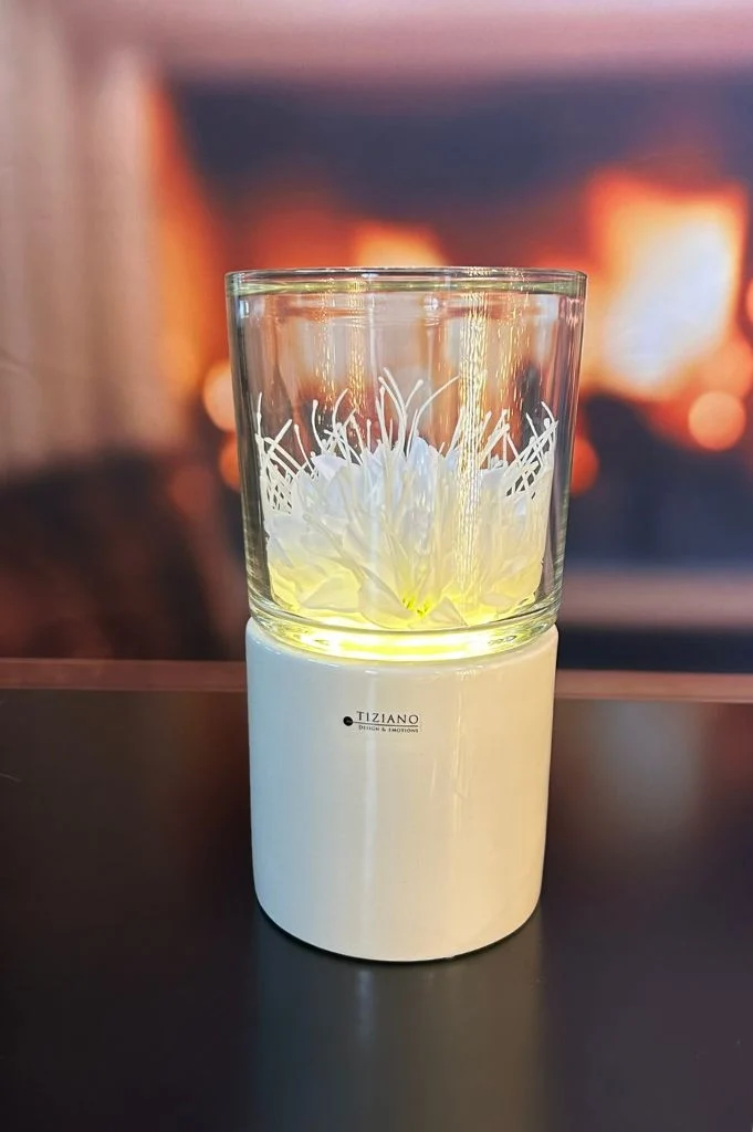 Deko Windlicht Narvik LED mit Glas weiß-creme