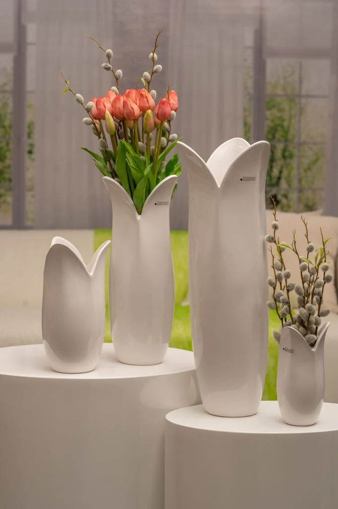 Deko Vase Florenta weiß-creme