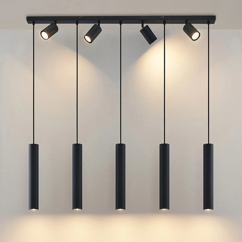 B-Ware Lindby Hängeleuchte Sanad LED Pendelleuchte 9-flammig dimmbar schwarz 116cm
