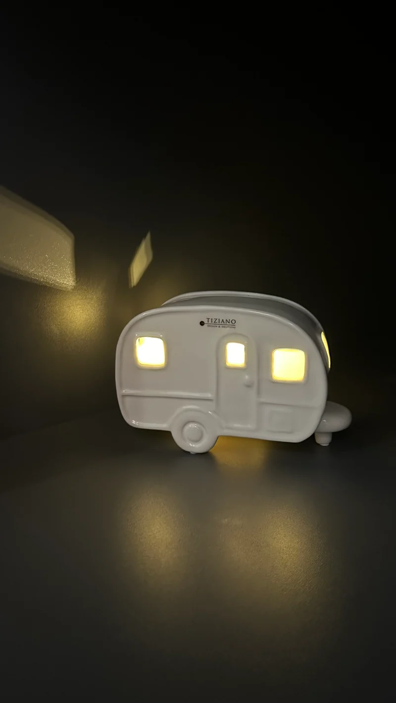 Deko Wohnwagen Caso mit LED creme-weiß