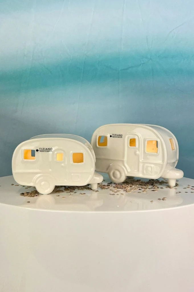 Deko Wohnwagen Caso mit LED creme-weiß