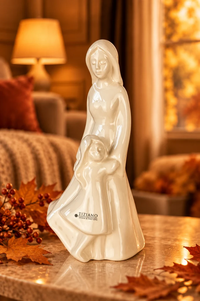 Figur Aurela mit Kind creme-weiß
