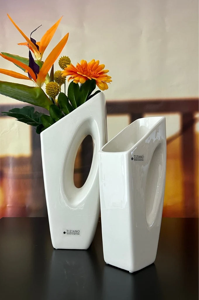 Vase Riscone creme-weiß