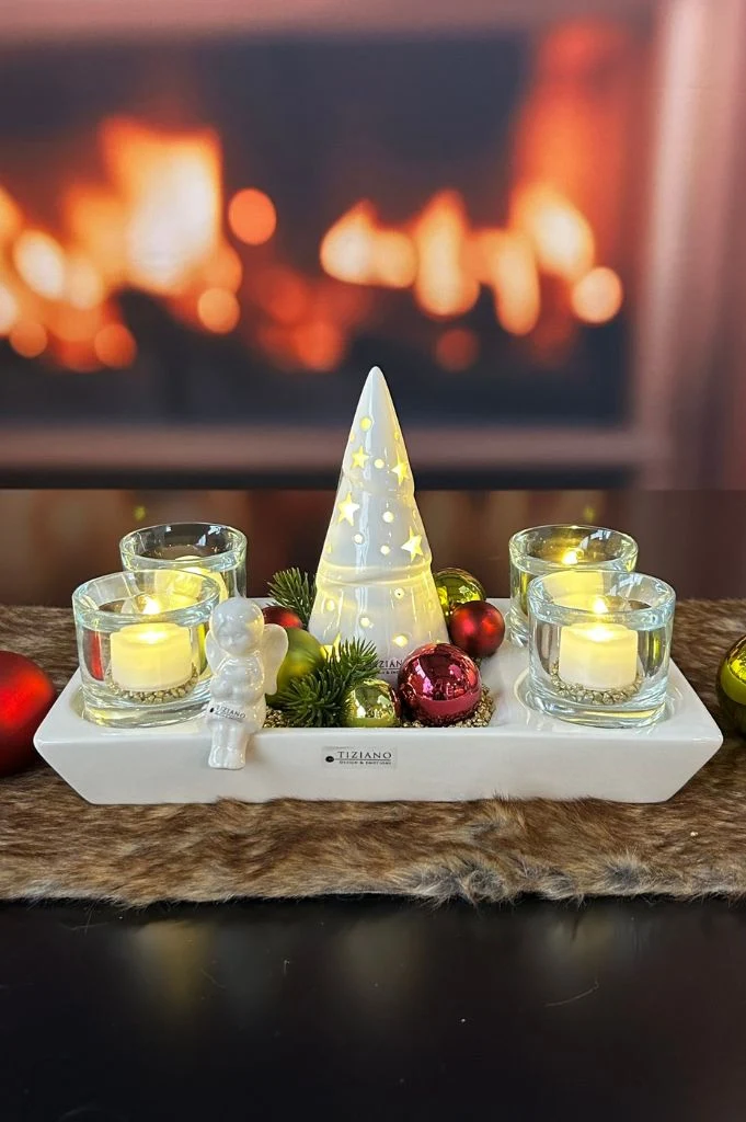 Adventlicht Elba mit Glas und LED Baum Bandia