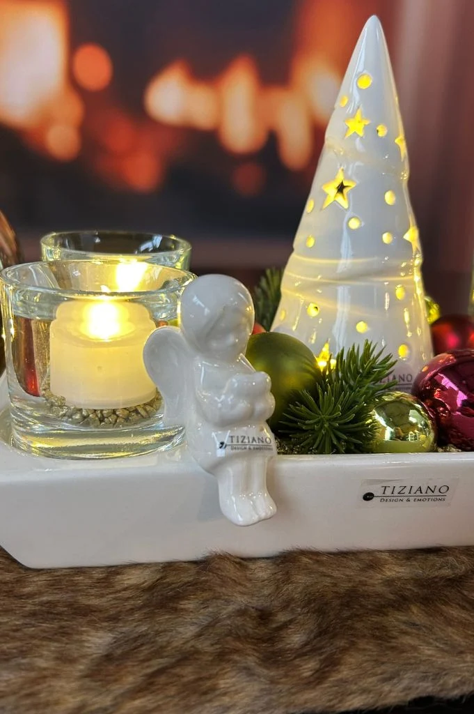 Adventlicht Elba mit Glas und LED Baum Bandia