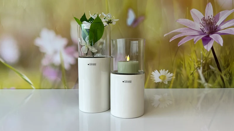 Windlicht Laterna creme mit Klarglas