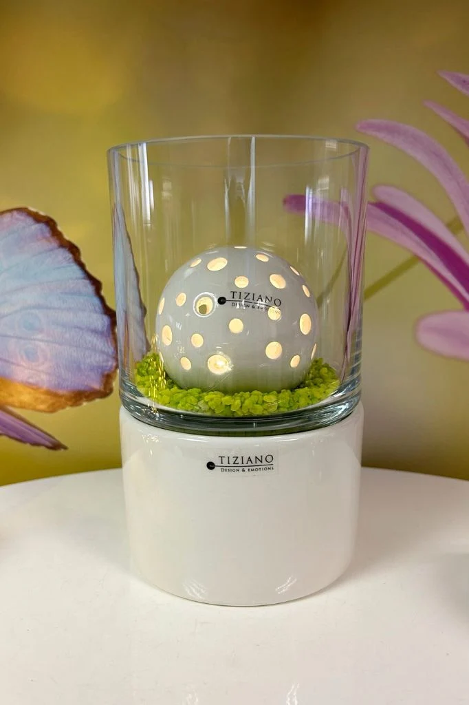 Windlicht Laterna creme mit Klarglas