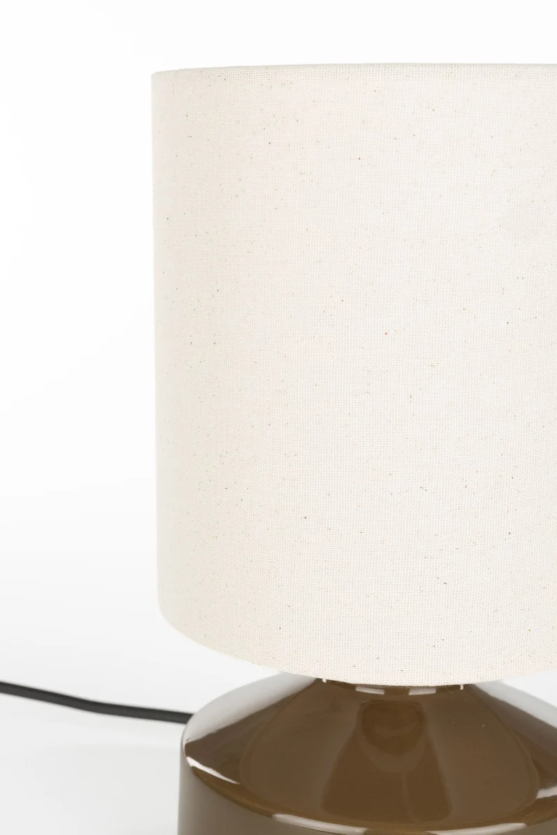 Tischlampe Nook Taupe von Zuiver mit Keramikfuß und Leinenschirm